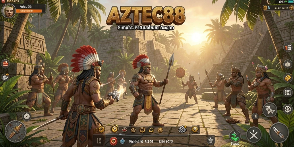 Tampilan menarik dari gameplay AZTEC88 yang menampilkan budaya Aztec.