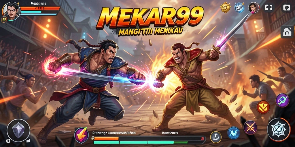 Gameplay aksi seru di MEKAR99 dengan pertarungan intens.