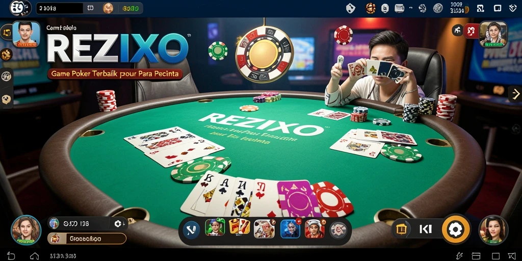 Screenshot gameplay REZIXO menampilkan keseruan permainan poker.